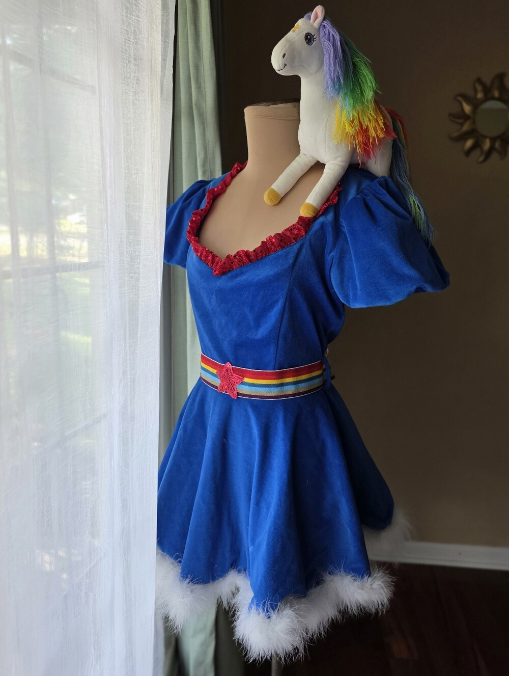 Rainbow Brite Adult Costume Medium Dress Belt Hallmark Starlite Plush 80s Retro